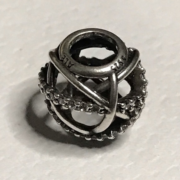 Authentic Pandora Swirl Charm with CZ Crystals - Picture 3 of 3